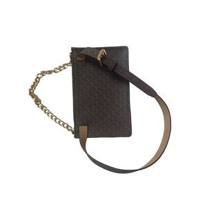 Michael Kors Womens Brown MK Signature Chain Belt Bag